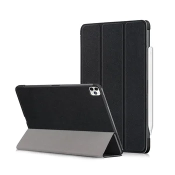 

For Ipad Pro 12.9 Tablet Case PU Tablet Awaking Sleeping Anti-Scratches Trifold Stand Tablet Cover Shell With Pen Slot Colorful
