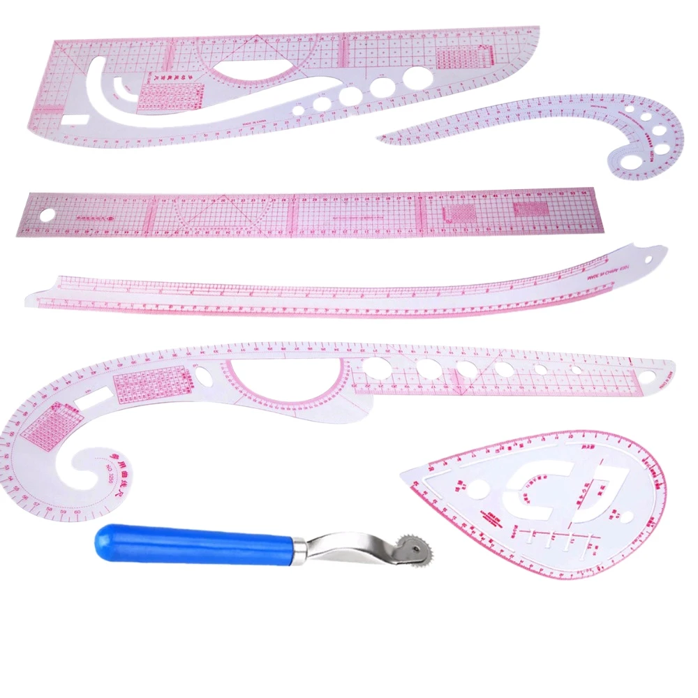 

7Pcs Multi Function Curve Ruler Drawing Line Straight Sewing Clothing Design Rulers For Designers Tailors Pattern Mak
