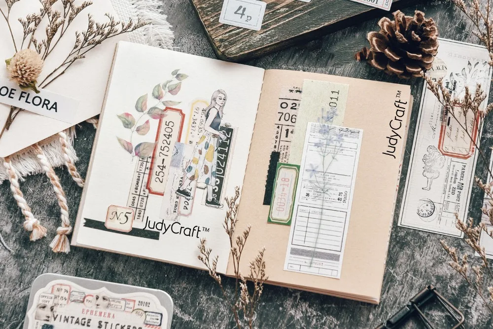 100PCS Vintage Washi Label Sticker DIY scrapbooking junk journal bottom collage diary happy plan gift sealing decoration sticker