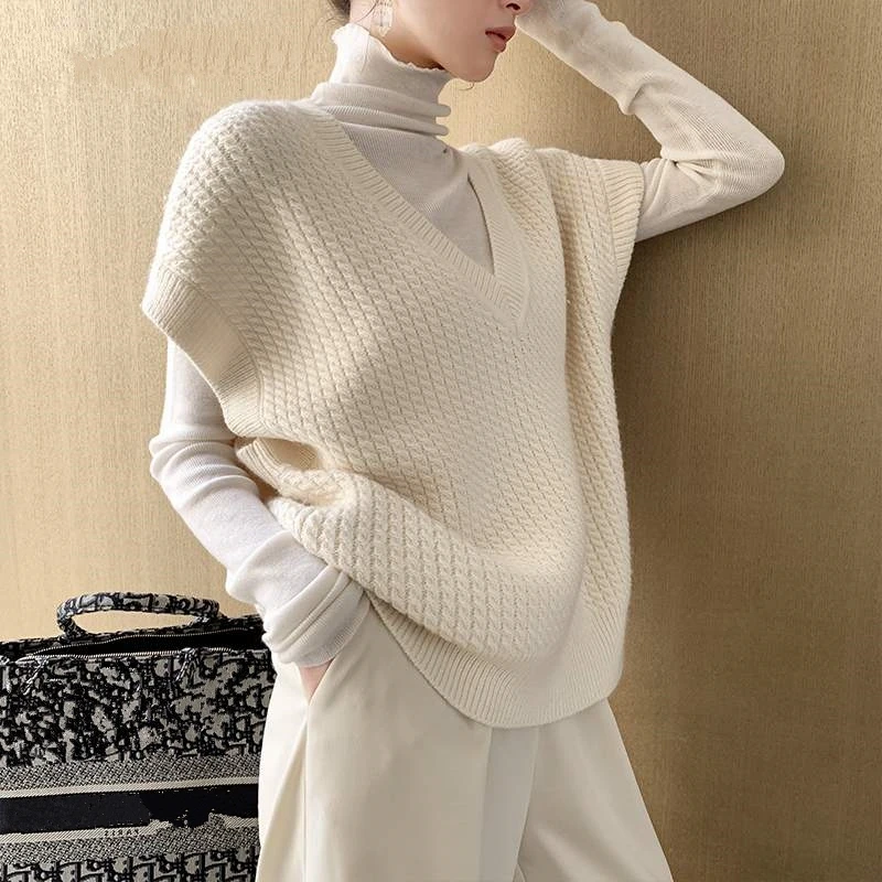 

Comelsexy 2020 New Autumn Winter Solid Women Sweaters Pullovers Sleeveless Vest Knitting Vintage Oversize Wild Knitwear Tank Top