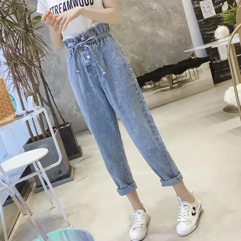 apple bottom jeans High Waist Jeans Women's Fashion Trend Ankle Length Pants 2022 New Autumn And Winter High Waist Slimming Girls Harem Pants Women plus size clothing