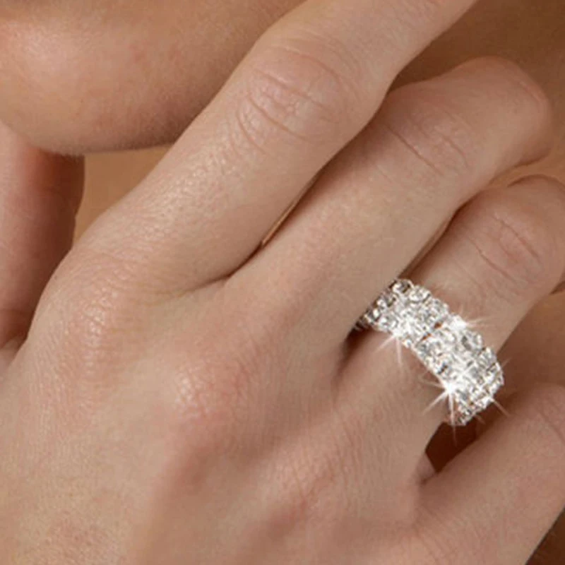 Модные вечерние классические ювелирные изделия Anillos, потрясающие многорядные растягивающиеся кольца с бриллиантами для женщин
