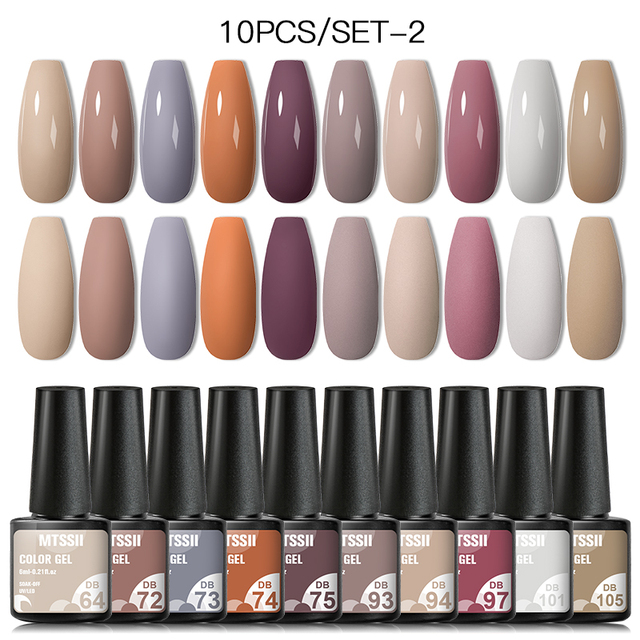 10pcs Gel Nail Polish Set Pure Color UV Gel Nails Long Lasting Gel Soak Off Gel Polish Base Gel No Wipe Top Coat