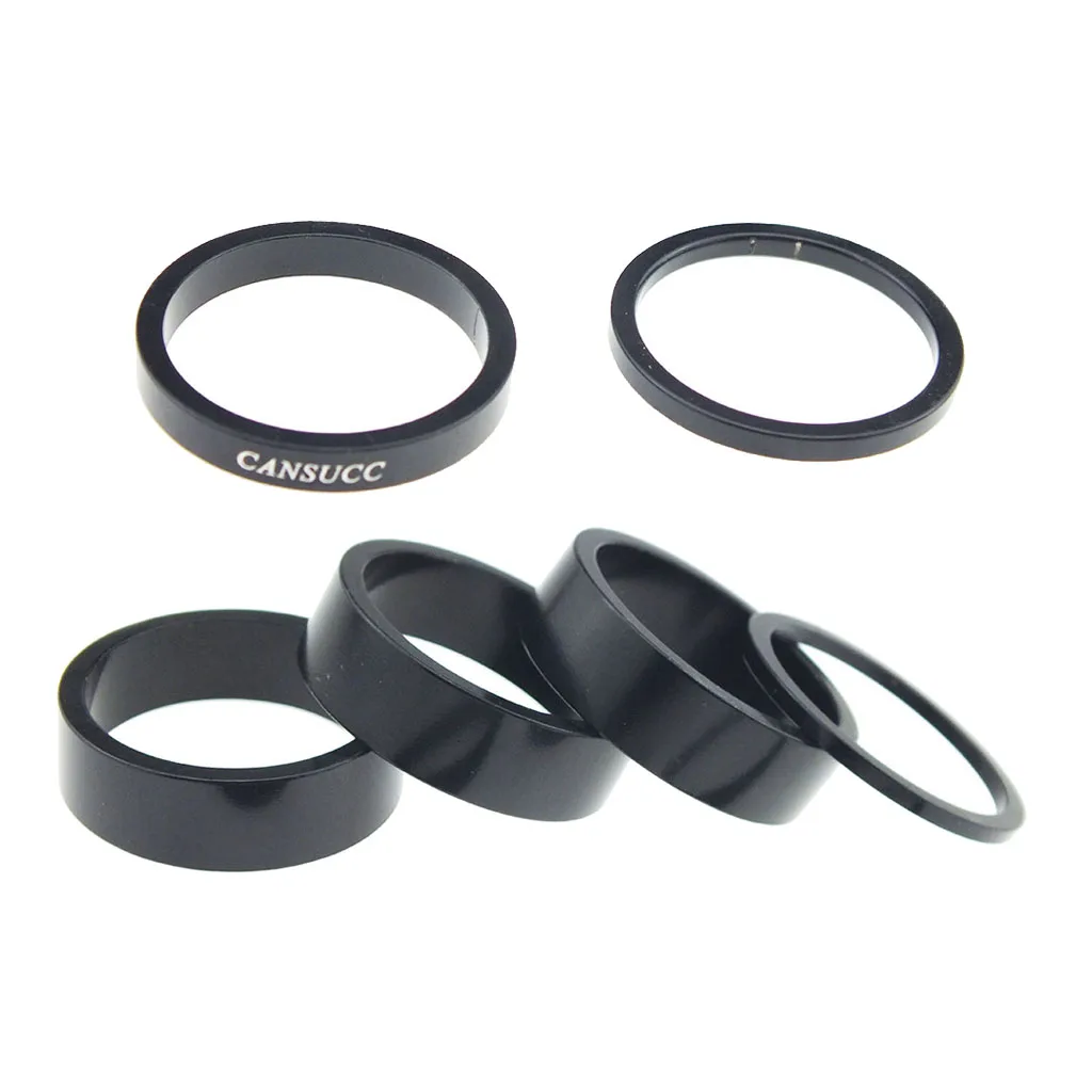 Set of 6 Bike Bicycle Headset Spacer Stem Spacers Fork Washer 2mm/3mm/5mm/10mm, Black