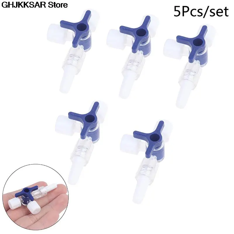 5pcs Plastic Three Way Stop Cock For Clinical Hospital Luer Lock Adapter 3 Way Stopcock