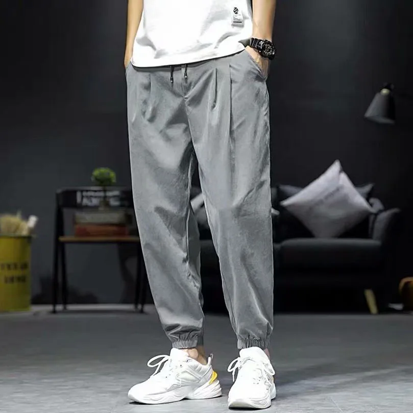 

2023 Men's Jogger Harem Pants Ankle Length Pants Loose Harajuku Japan Beam Feet Casual Jogging Trouser Elastic Waist Hip Hop