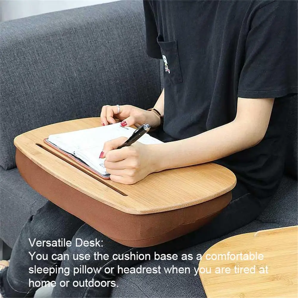  Portable Bamboo Laptop Table Pillow Lap Desk Bookshelf Tray Tablet Stand Handy Learning Desk Holder