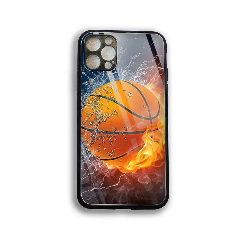 Flame Basketball Phone Case Tempered Glass For Iphone 12 Pro Max Mini 11 Pro Xr Xs Max 8 X 7 6s