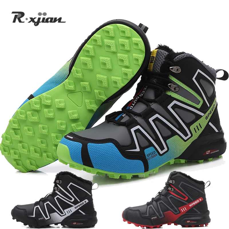 

Men Outdoor Climbing Boots plus Velvet Warm Hight-top Snow Boots Thick Mountain Camping Travel Sports Shoe Tactical Boots