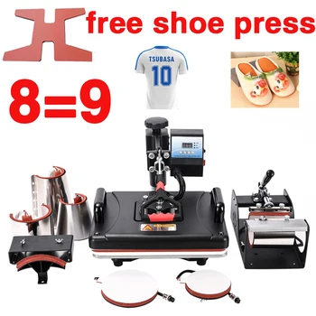Online Hohe Qualität 8 In 1 30*38cm Combo Wärme Drücken Maschine 2D Thermische Transfer Drucker Für Kappe/becher/Platte/T-shirt/Schuh/Rock/Keychain