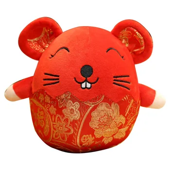 

Practical Washable New Year Gifts Home Decoration Accessories Animal Ornaments Red Mouse Soft Plush Rat Mascot Exquisite