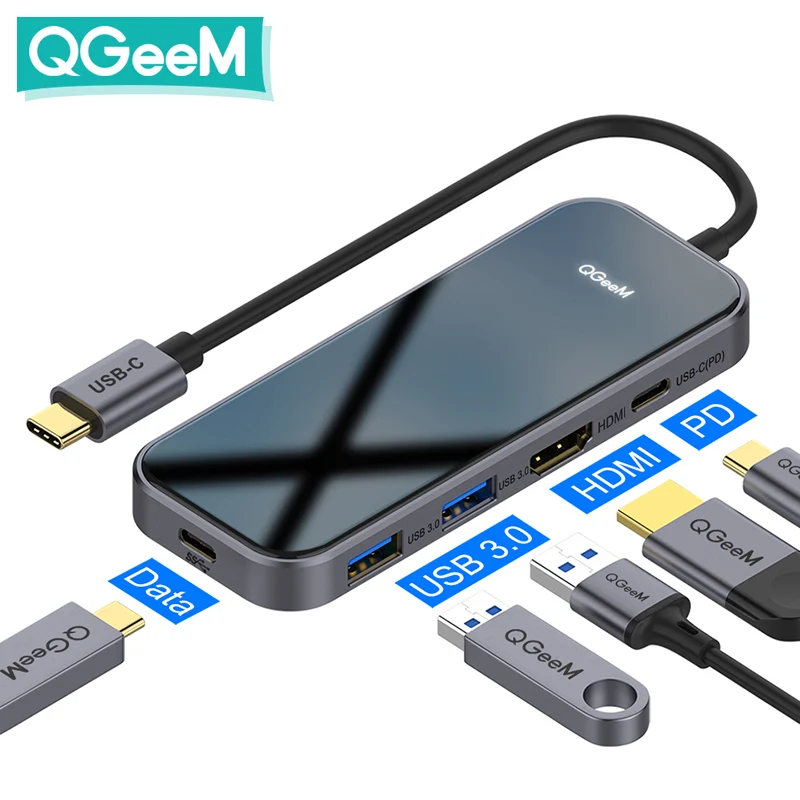 USB концентратор QGeeM для Macbook Pro мультиконцентратор 3 1 Тип C 0 HDMI PD адаптер iPad OTG