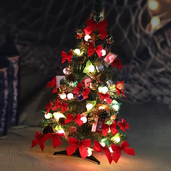 

Table Xmas Tree Mini Christmas Pine Tree Set with LED String Lights Ornaments Home Holiday Gift Decoration MJJ88