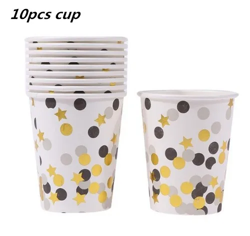 10pcs cup 20 шт./лот, разноцветные золотые Одноразовые столовые салфетки, 10 шт., тарелка, чашка для ребенка на день рождения, вечерние, свадебные, рождественские украшения на Рамадан - Цвет: 10pcs cup