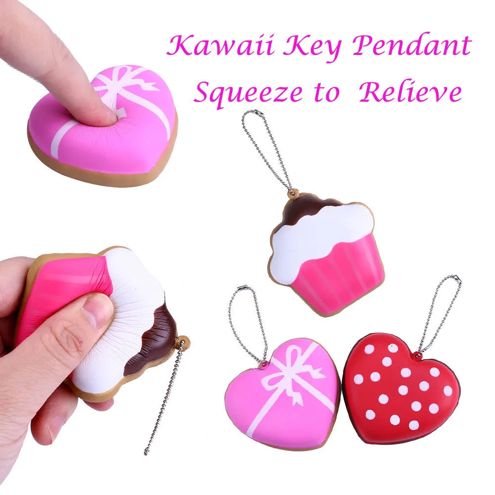 Lovely Heart Shape Slow Rising Fun Key Ring family friendship keychain Birthday Gift Soft Girly Heart pendant #A