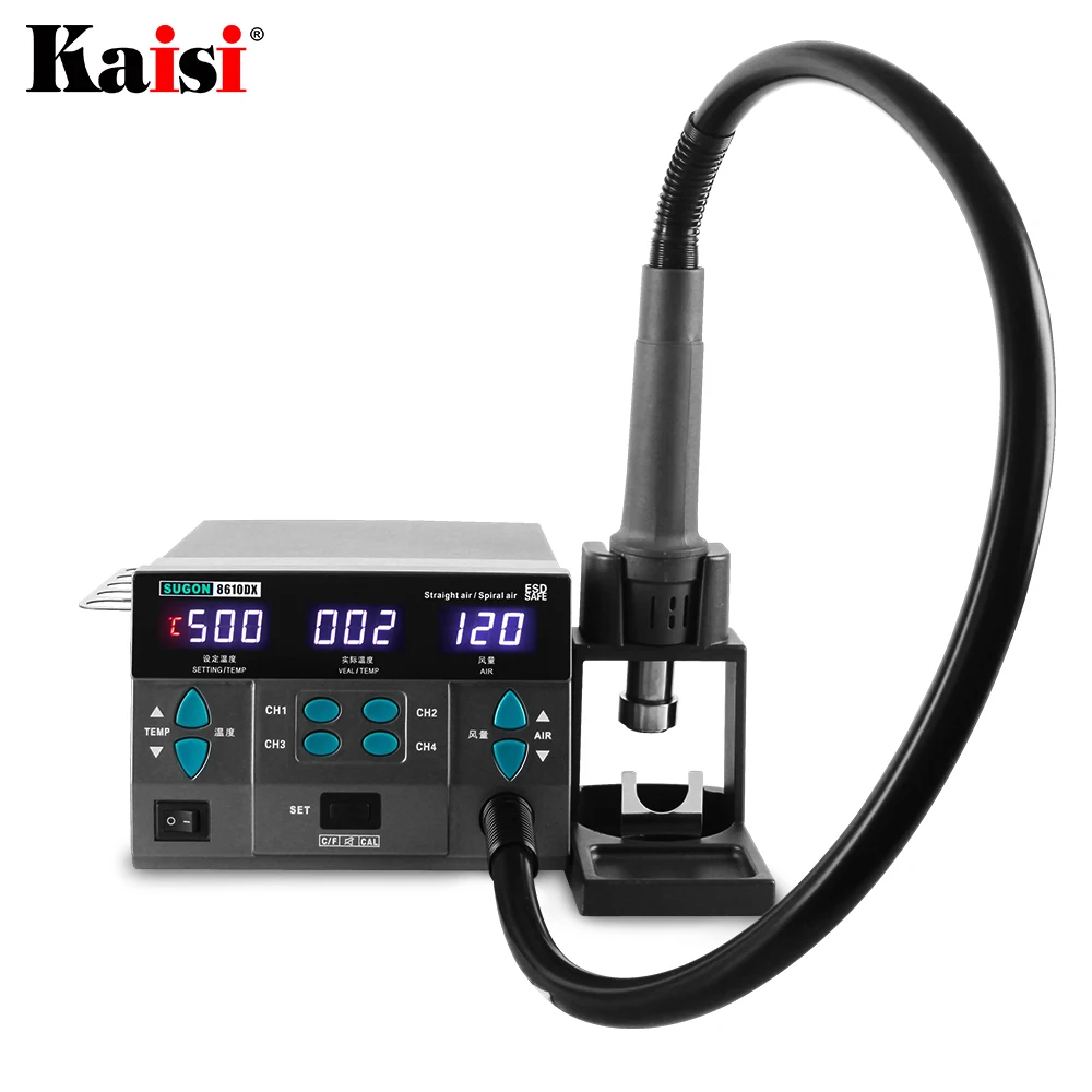 SUGON 8610DX PRO Hot Air Rework Station, 1000W LED Display Lead Free Heat Gun Microcomputer Temperature Adjustable 5 Nozzle - Image 3