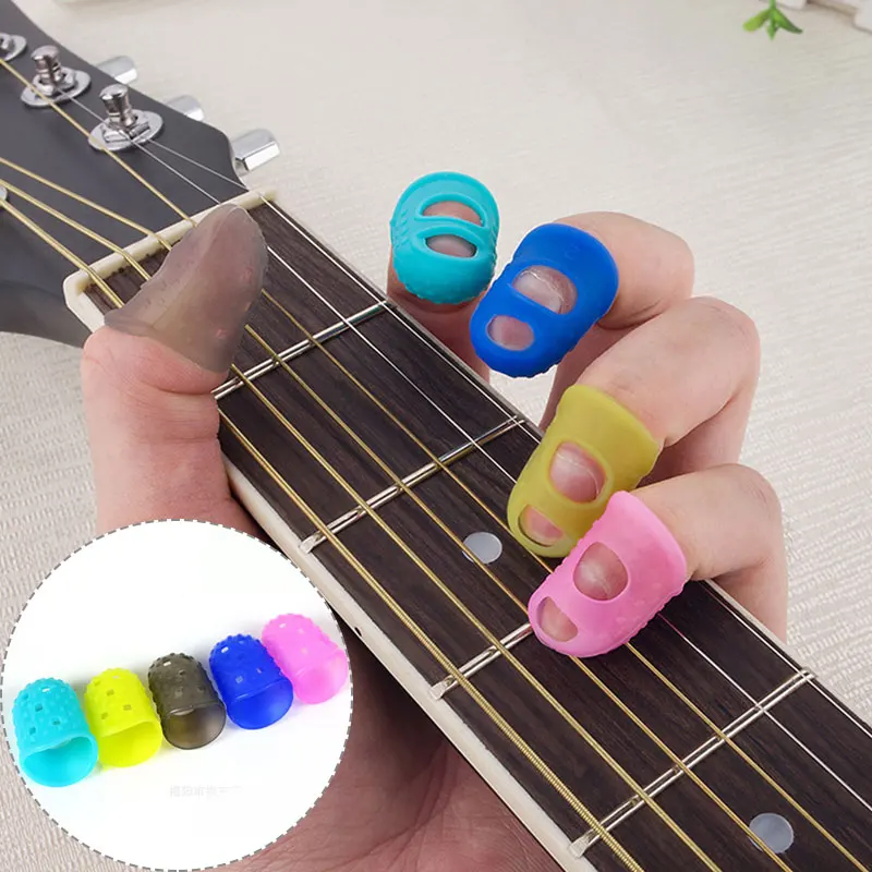 4Pcs/Set Silicone Finger Cots Guards Non slip String Guitar Fingertip