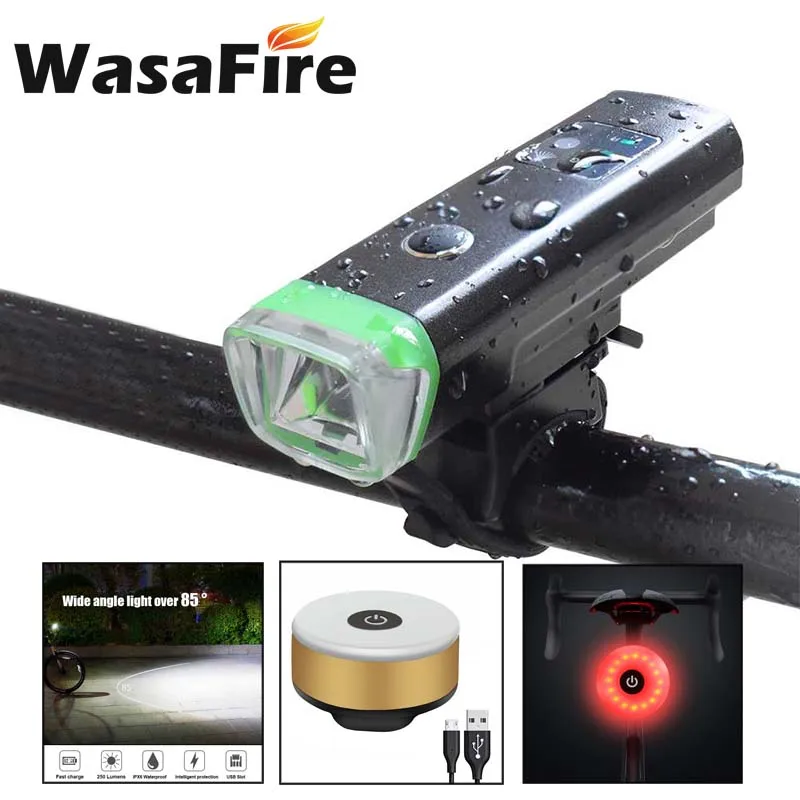 WasaFire 4 режима интеллигентая(ый) Сенсор велосипедная фара велосипеда передняя светильник ночного езда на велосипеде вспышки светильник+ USB задняя лампа