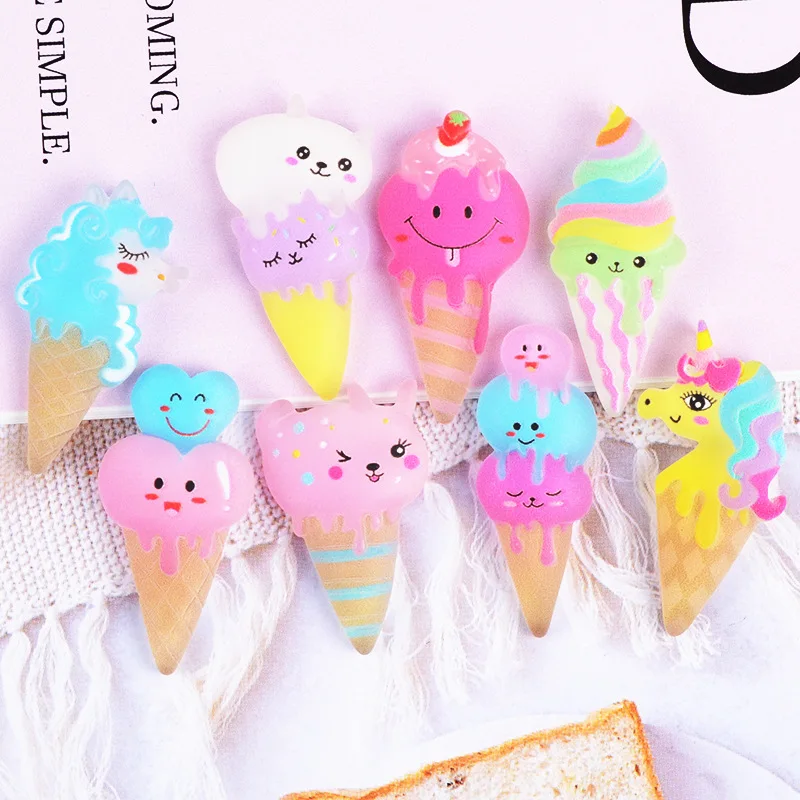 10Pcs Cartoon Unicorn Ice Cream Flatback Resin Cabochon Simulation Fake Food Phone Decor Parts DIY Scrapbooking Hair Bows Center 10Pcs Cartoon Unicorn Ice Cream Flatback Resin Cabochon Simulation Fake Food Phone Decor Parts DIY Scrapbooking Hair Bows Center