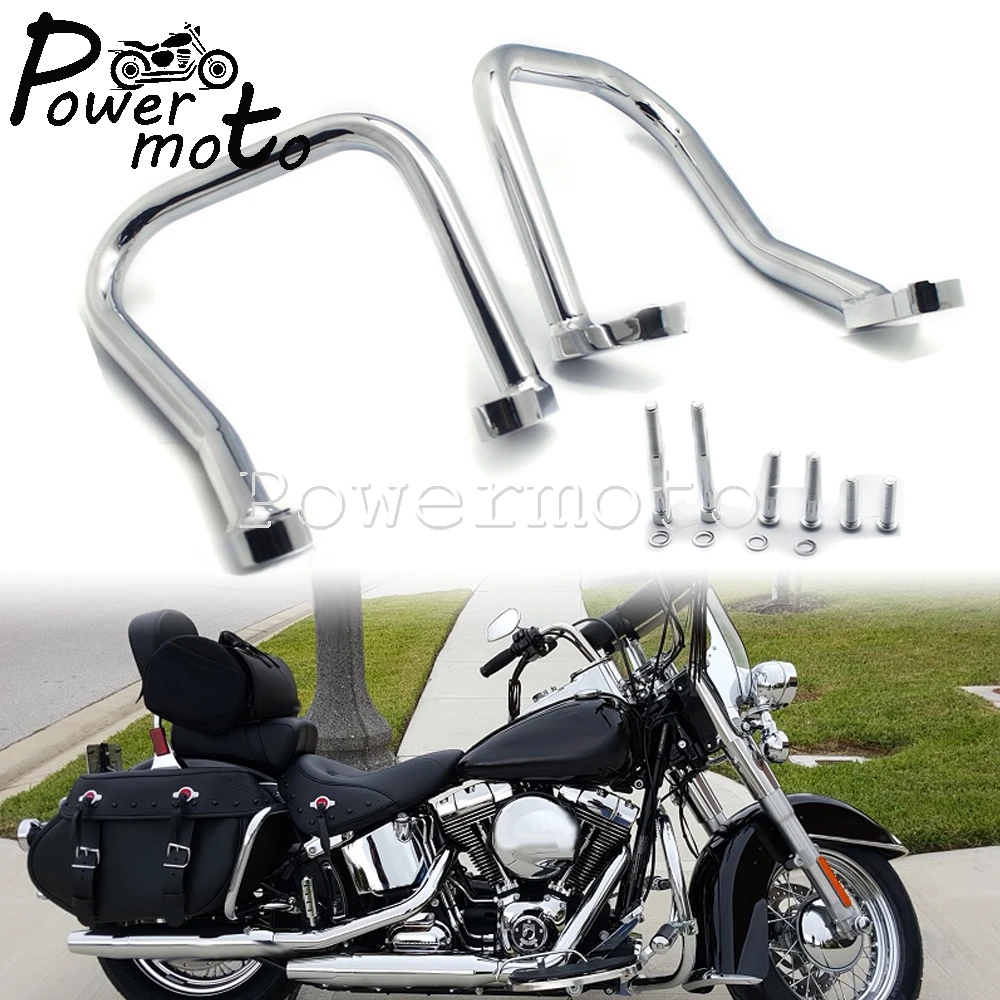 Rear Saddlebag Guard Crash Bar For Harley Softail Heritage Classic FLHC FLHCS Motorcycle Parts