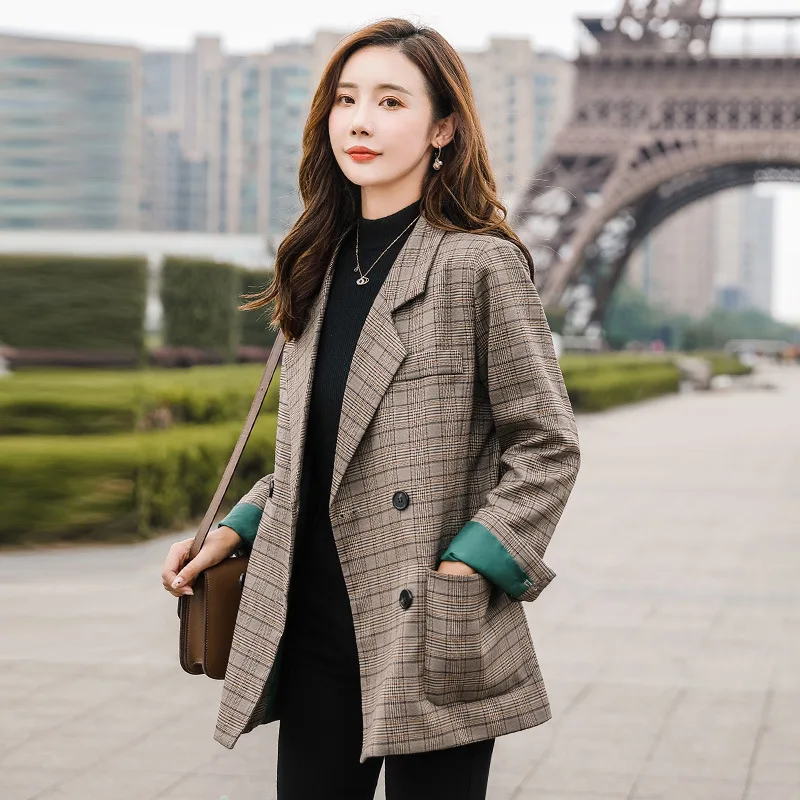 

Small Suit Coat Women's Korean-style British Style Plaid 2019 Early Autumn New Style Retro Casual Tops Online Celebrity Suit Fas