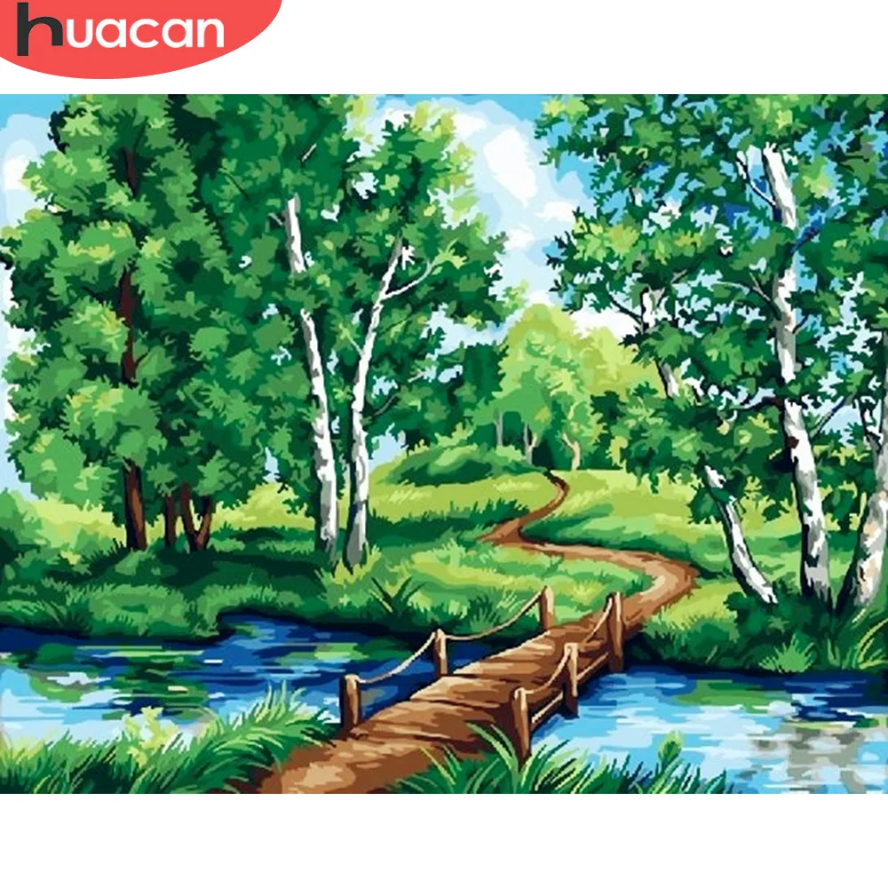 

HUACAN Oil Painting By Numbers Forest Landscape Kits Pictures By Numbers Scenery Home Decor Drawing Canvas HandPainted DIY