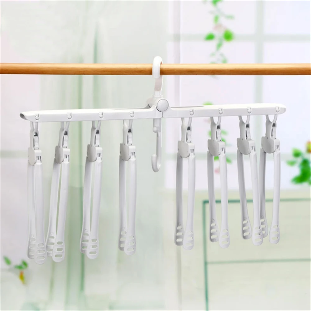 Clothes Hanger Folding Retractable Closet Storage Organizer 360° Swivel Hook
