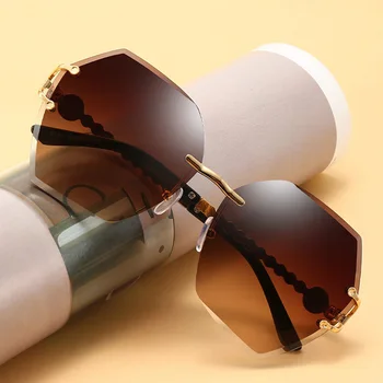 

Hexagonal Sunglasses Rimless Metal Classic Vintage Women Sunglasses Luxury Glasses Female Outdoor Driving Eyewear