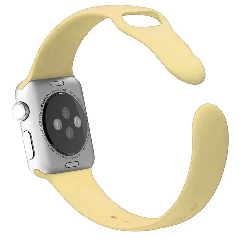 yellow Мягкий силиконовый сменный ремешок для часов 44 40 мм для Apple Watch 4 5 спортивный браслет Аксессуар Ремешок для iWatch 3 2 1 издание 38 42 мм - Цвет ремешка: yellow