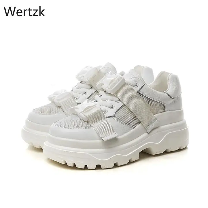 

2018 New Mesh Women's Platform Dad Sneakers 2018 Fashion Buckle Women Flat Walking Shoes Woman Casual Footwear A474