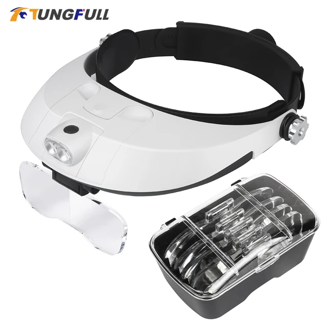 Magnifying Glass LED Light Lamp Visor Head Loupe Jeweler Headband Magnifier  Hot