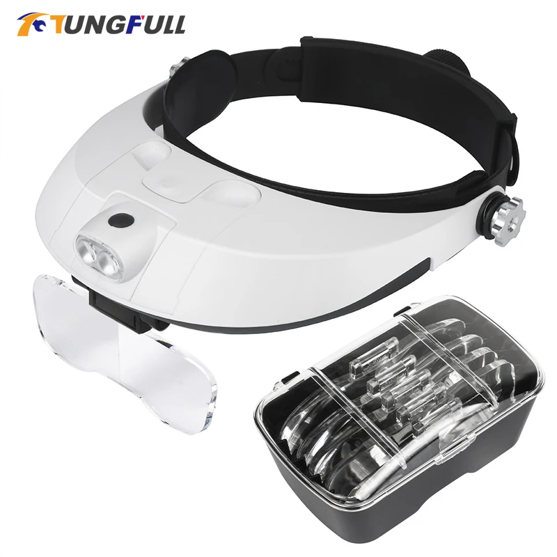 Headband Magnifier Multi Functional Illuminated Magnifier Magnifying Glass 1x 1 5x 2x 2 5x 3 5x Head Loupe Magnifier Repair Tool Magnifiers Aliexpress