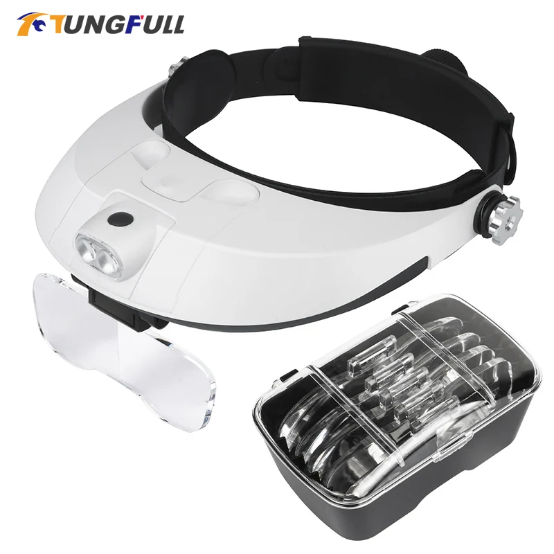 Magnifying Glass For Reading Magnifier Headband Multi-lens Multifunctional  LED Light Head-mounted Acrylic Eye Magnifier