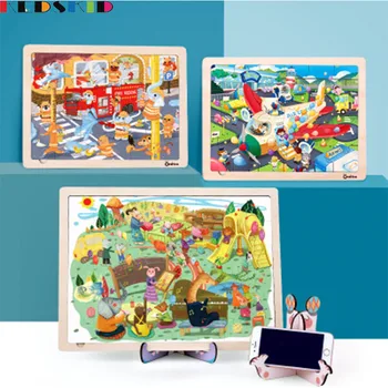 

24pcs Wooden Cartoon Scenario Story puzzle early education puzzle toys children's Puzzle Toys