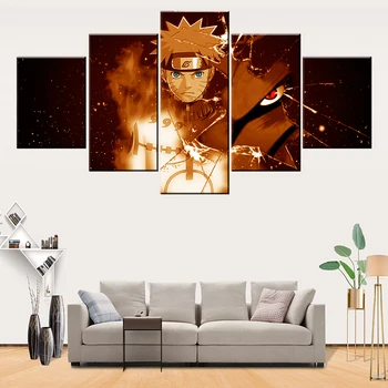 

New Modern 5 Piece Naruto Protagonist Canvas Painting Art Home Decor For Living Room Framed Posters Modern Decorative Painting