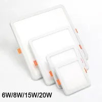 AC 85-265V Ultra Thin Round/Square LED Panel Light 6W 8W 15W 20W Aluminum Ceiling Recessed Downlight open hole adjustable White - Image 4