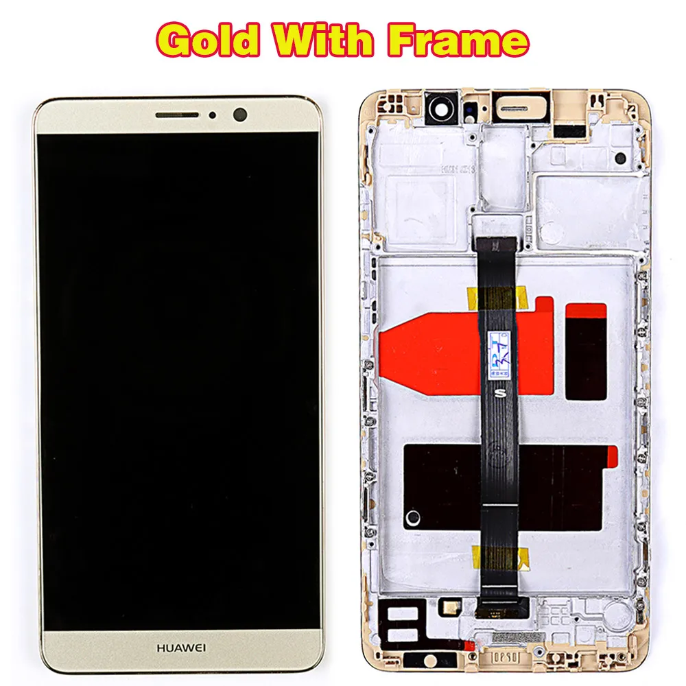Gold with Frame Huawei mate 9 5,9 дюймов ips ЖК-Дисплей 1920*1080 сенсорный экран дигитайзер сенсорная стеклянная панель в сборе рамка с бесплатными инструментами - Цвет: Gold with Frame