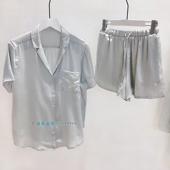 

Japan G P Womens Silk Pajamas Pyjamas Set Sleepwear Pijama Pajamas Suit Female Sleep Two Piece Set Loungewear free Size