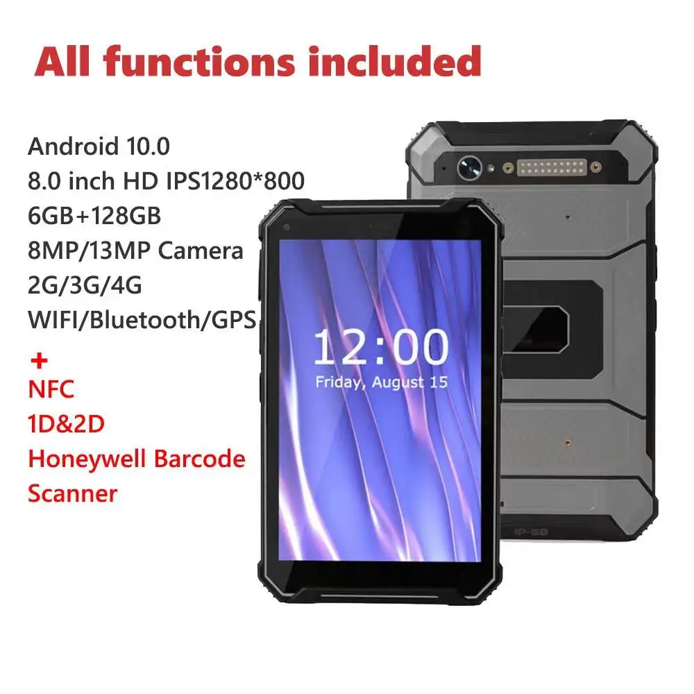 1000 Nits Screen IP68 RAM 6G ROM 128G Rugged Computer With Barcode Scanner NFC Explosion-Proof Rugged Tablets Android 10.0 