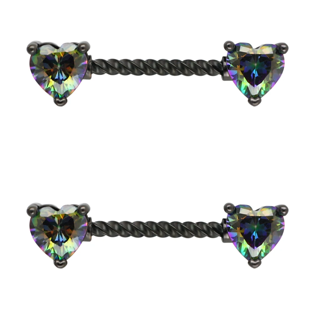 JHJT 2PCS Nipple Rings 14G 316L Surgical SS Heart Shape Helix Bar Body Piercing Jewelry | Украшения и аксессуары