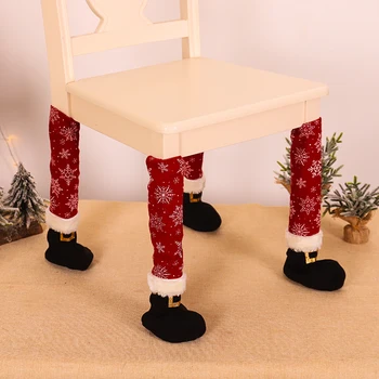 

4Pcs Christmas Dining Hall Bar Table Chair Cover Leg Covers Xmas Decoration Christmas Display Landscape Layout