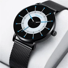 GENEVA Reloj de pulsera de cuarzo para hombre, cronógrafo con correa de aleación, informal, creativo, luminoso