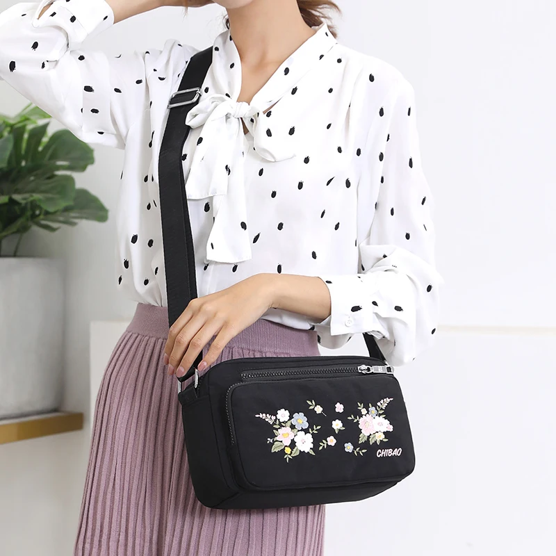 Bags for Women Nylon Crossbody Waterproof Female Messenger Bag Embroidery Shoulder Bag Small Fashion Women Messenger Bags