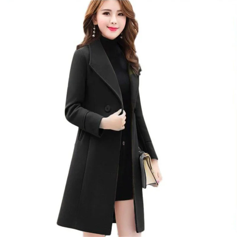 short black Женское корейское зимнее длинное пальто женское свободное шерстяное пальто плюс размер верхняя одежда кардиганы с длинным рукавом Manteau Femme Hiver элегантное - Цвет: short black