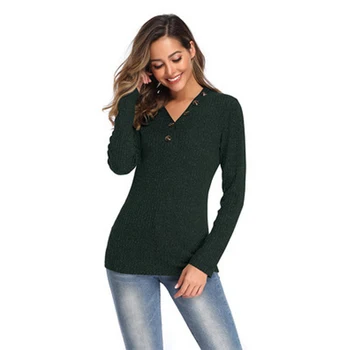 

V Neck Pullover Autumn Slim Spring Casual Women Sweater Soft Party Solid Comfortable Winter Knitted Long Sleeve
