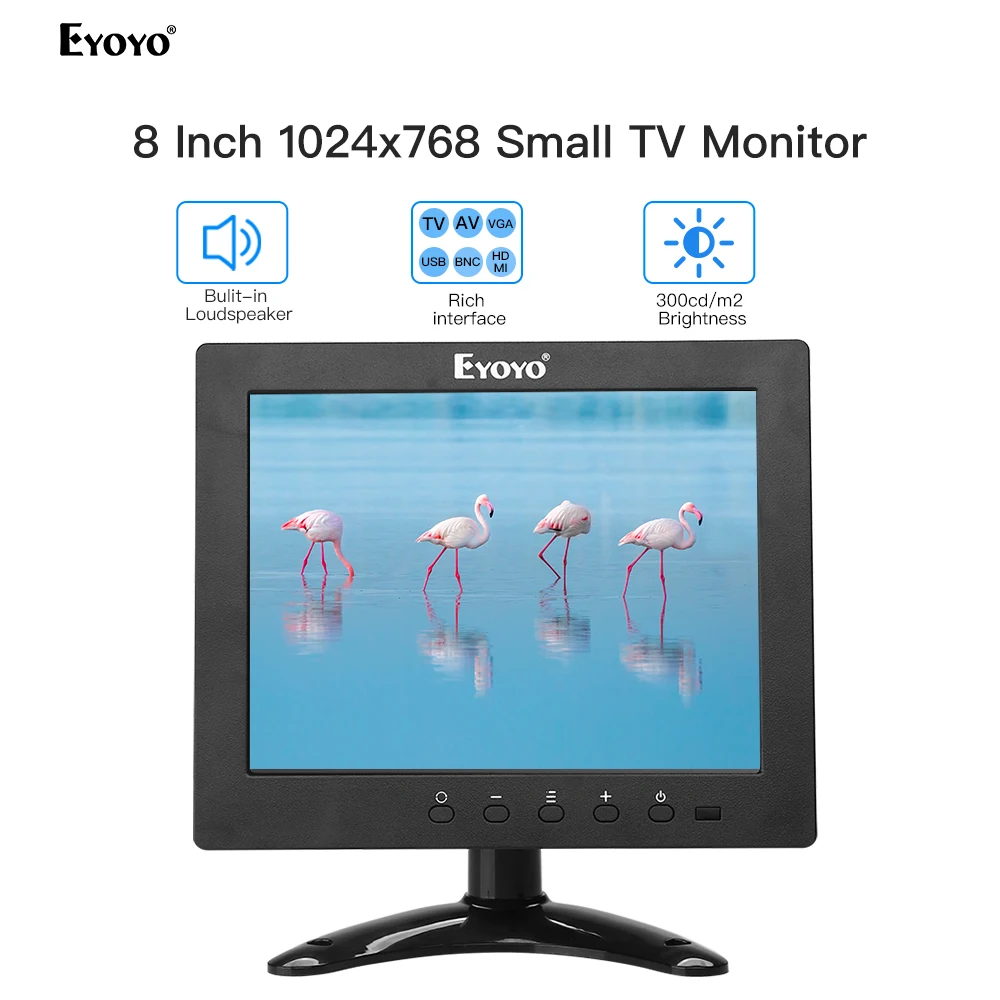 Eyoyo 8 &quotHDMI небольшой ТВ 4:3 монитор 1024x768 CC ЖК-дисплей IPS Экран HDMI VGA USB AV удаленного