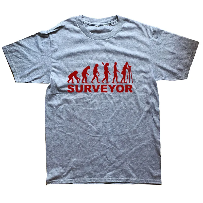 Забавная футболка Evolution Surveyor мужская летняя Стильная Модная хлопковая футболка с короткими рукавами - Цвет: GRAY