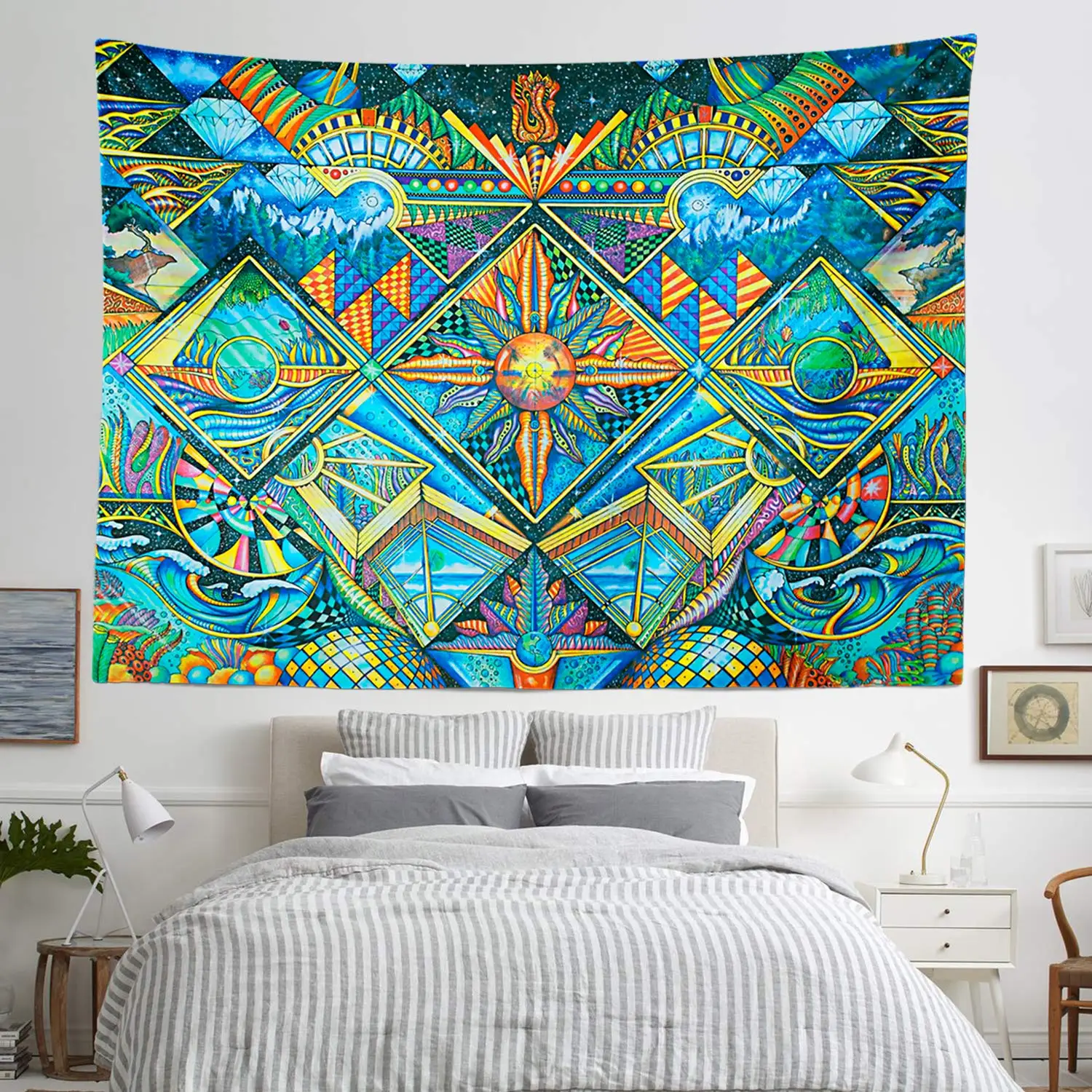 Psychedelic Хиппи гобелен красочные Арабески Ретро стены Висячие Бохо Trippy стены искусства