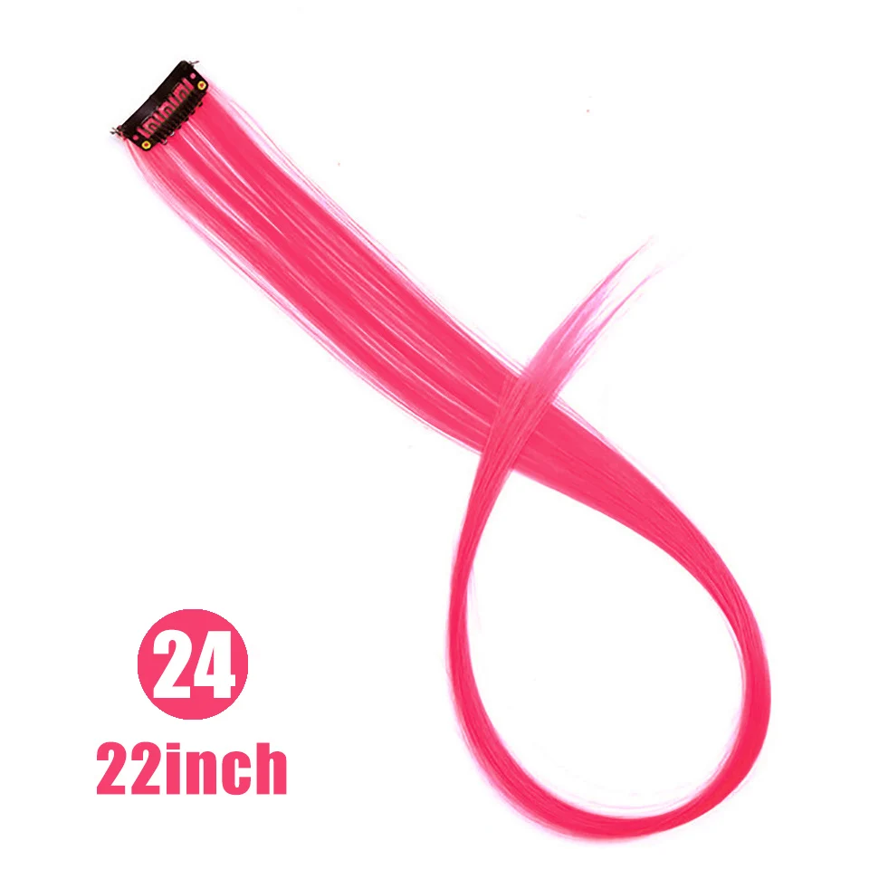 LUPU длинные прямые волосы для наращивания на одной клипсе в одной штуке цветные яркие радужные розовые фиолетовые синтетические волосы на клипсах - Цвет: 24