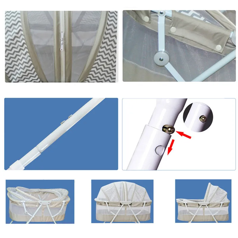 Multifunctional Baby Bed Can Change To Baby Rocking Cradle Portable Infant Bassinet with Lockable Wheels